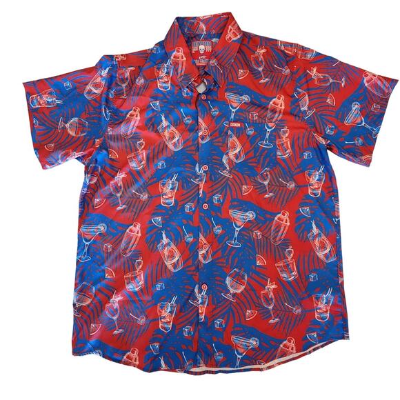 NWT Dixxon Flannel Company Button up The Mixxer Size XL Red White Blue Cocktails - Picture 1 of 9